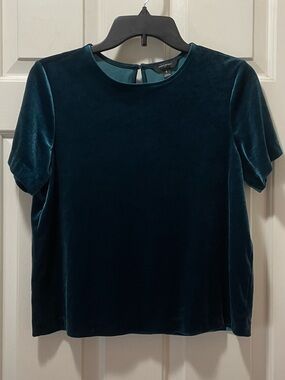 Banana Republic Factory Teal Shadow Velvet Short-Sleeve Crew Neck Top size Small